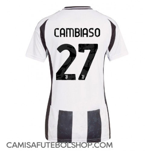 Camisa de time de futebol Juventus Andrea Cambiaso #27 Replicas 1º Equipamento Feminina 2024-25 Manga Curta